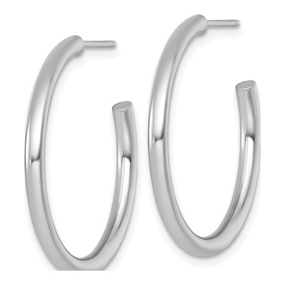 14K White Gold 30mm Tube C- Hoop Earrings – view 3