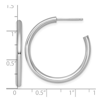 14K White Gold 30mm Tube C- Hoop Earrings – view 4
