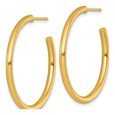 14K Yellow Gold 35mm Tube C- Hoop Earrings – view 3