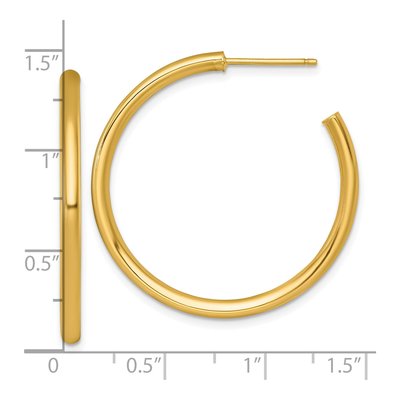 14K Yellow Gold 35mm Tube C- Hoop Earrings – view 4