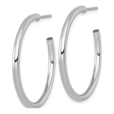 14K White Gold 35mm Tube C- Hoop Earrings – view 3