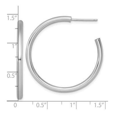14K White Gold 35mm Tube C- Hoop Earrings – view 4