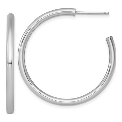 14K White Gold 35mm Tube C- Hoop Earrings