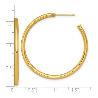 14K Yellow Gold 40mm Tube C- Hoop Earrings – view 4