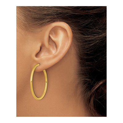 14K Yellow Gold 40mm Tube C- Hoop Earrings – view 5