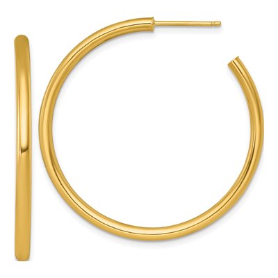 14K Yellow Gold 40mm Tube C- Hoop Earrings