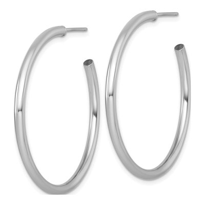 14K White Gold 40mm Tube C- Hoop Earrings – view 3