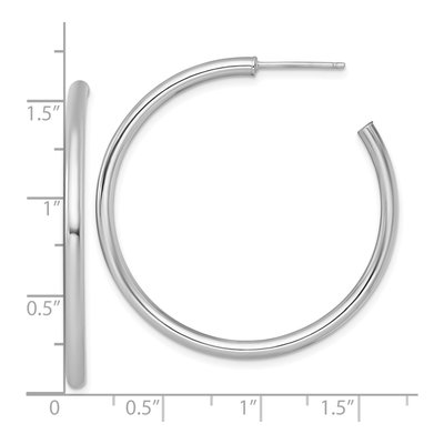 14K White Gold 40mm Tube C- Hoop Earrings – view 4