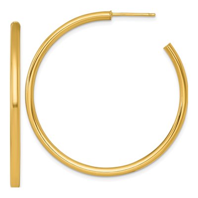 14K Yellow Gold 45mm Tube C- Hoop Earrings