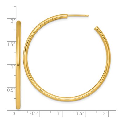 14K Yellow Gold 50mm Tube C- Hoop Earrings – view 4