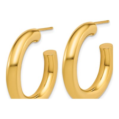 14K Yellow Gold 30mm Tube C- Hoop Earrings – view 2