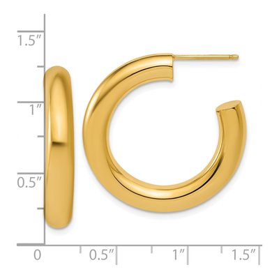 14K Yellow Gold 30mm Tube C- Hoop Earrings – view 3