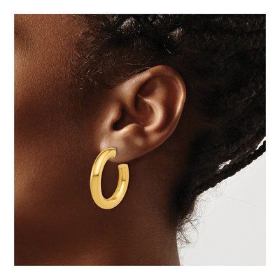 14K Yellow Gold 30mm Tube C- Hoop Earrings – view 4