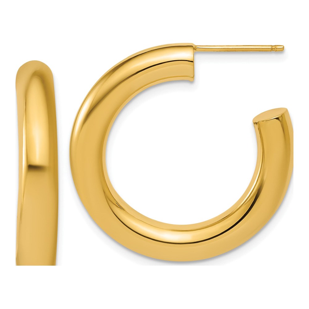 14K Polished 5.0 X 30mm Tube C-Hoop Post Earrings
