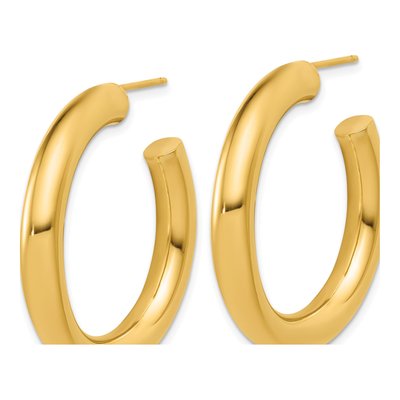 14K Yellow Gold 35mm Tube C- Hoop Earrings – view 2