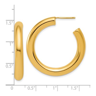 14K Yellow Gold 35mm Tube C- Hoop Earrings – view 3