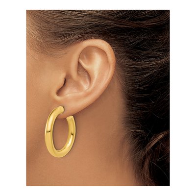 14K Yellow Gold 35mm Tube C- Hoop Earrings – view 4