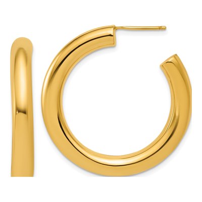 14K Yellow Gold 35mm Tube C- Hoop Earrings