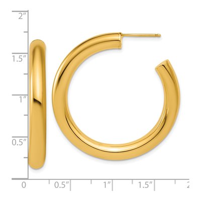 14K Yellow Gold 40mm Tube C- Hoop Earrings – view 3
