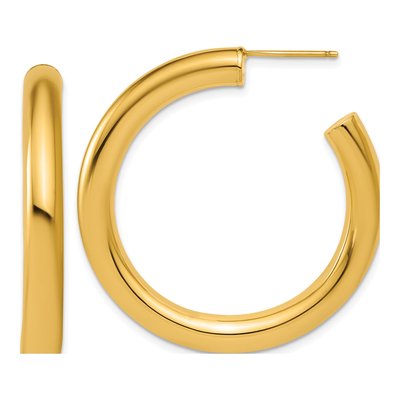 14K Yellow Gold 40mm Tube C- Hoop Earrings