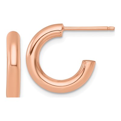 14K Rose Gold 16mm Tube C- Hoop Earrings