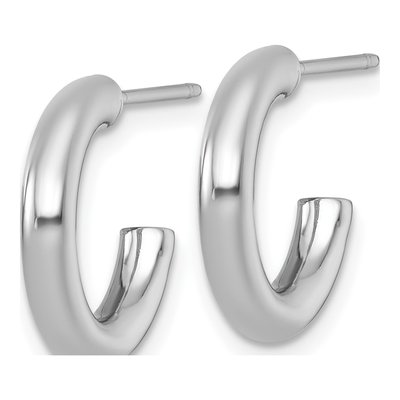 14K White Gold 16mm Tube C- Hoop Earrings – view 3
