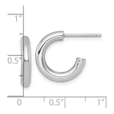 14K White Gold 16mm Tube C- Hoop Earrings – view 4