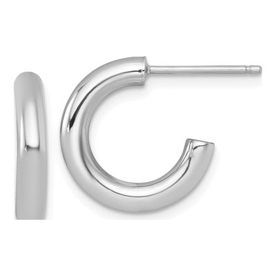 14K White Gold 16mm Tube C- Hoop Earrings