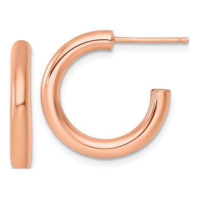 14K Rose Gold 20mm Tube C- Hoop Earrings