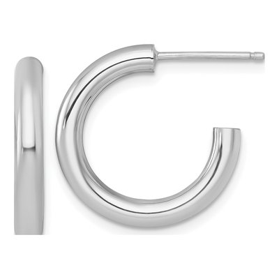14K White Gold 20mm Tube C- Hoop Earrings