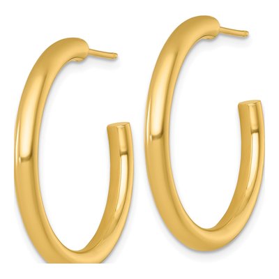 14K Yellow Gold 30mm Tube C- Hoop Earrings – view 3