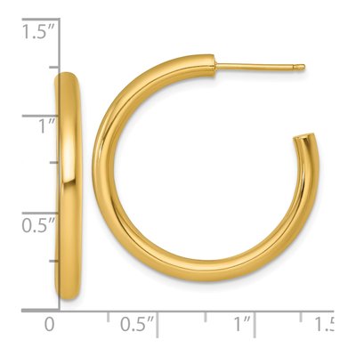 14K Yellow Gold 30mm Tube C- Hoop Earrings – view 4