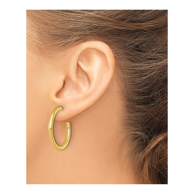 14K Yellow Gold 30mm Tube C- Hoop Earrings – view 5