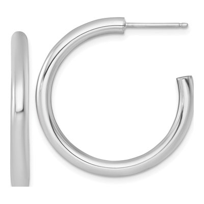 14K Yellow Gold 30mm Tube C- Hoop Earrings