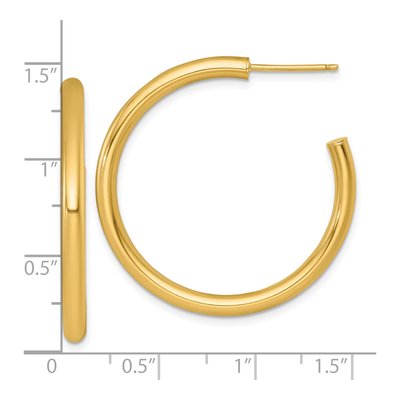 14K Yellow Gold 35mm Tube C- Hoop Earrings – view 4