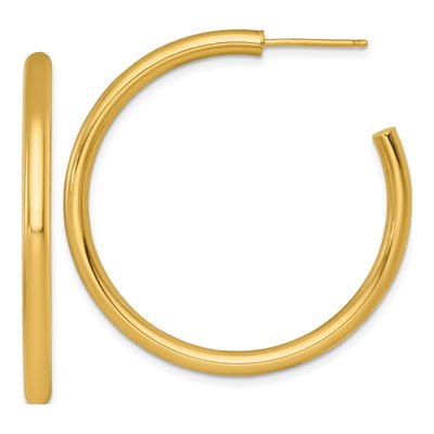 14K Yellow Gold 40mm C- Hoop Earrings