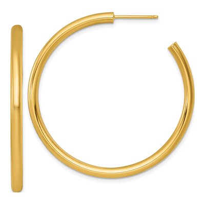14K Yellow Gold 45mm Tube C- Hoop Earrings