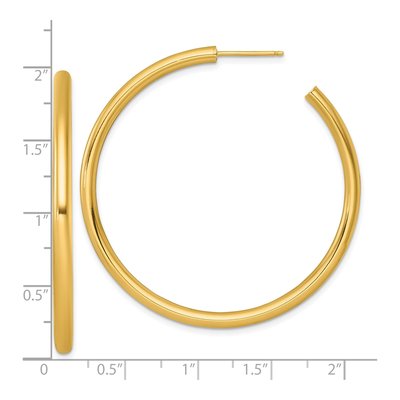 14K Yellow Gold 50mm Tube C- Hoop Earrings – view 4