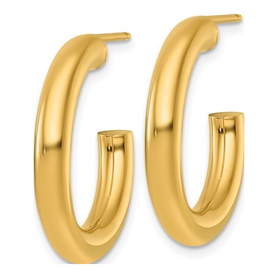 14K Yellow Gold 25mm Tube C- Hoop Earrings – view 3