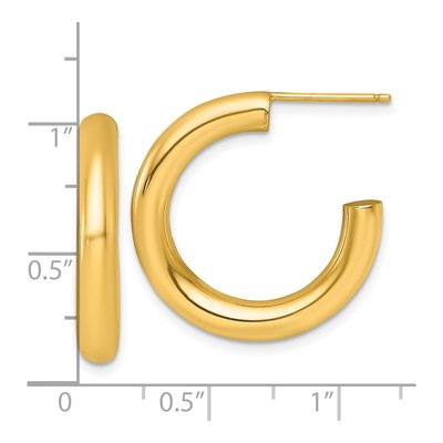 14K Yellow Gold 25mm Tube C- Hoop Earrings – view 4
