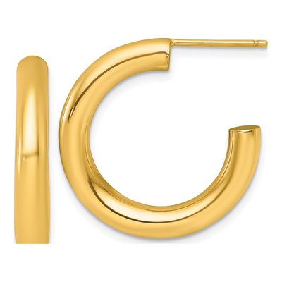 14K Yellow Gold 25mm Tube C- Hoop Earrings