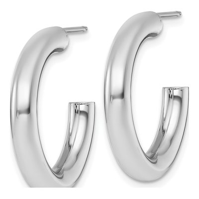 14K White Gold 25mm Tube C- Hoop Earrings – view 3