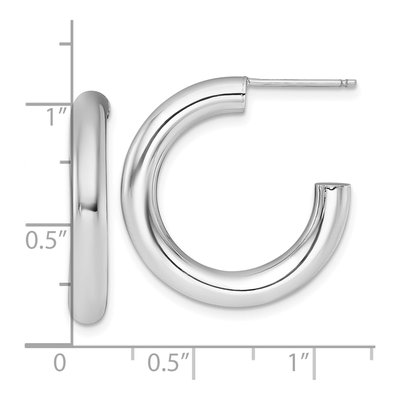 14K White Gold 25mm Tube C- Hoop Earrings – view 4