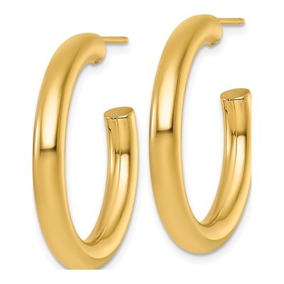 14K Yellow Gold 30mm Tube C- Hoop Earrings – view 3