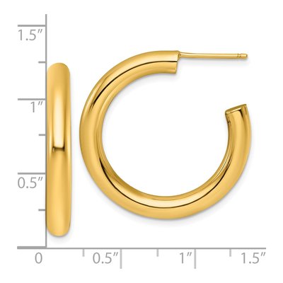 14K Yellow Gold 30mm Tube C- Hoop Earrings – view 4