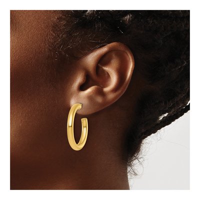 14K Yellow Gold 30mm Tube C- Hoop Earrings – view 5