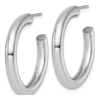 14K White Gold 30mm Tube C- Hoop Earrings – view 3