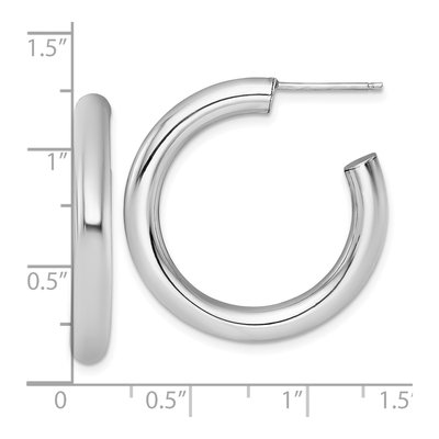 14K White Gold 30mm Tube C- Hoop Earrings – view 4