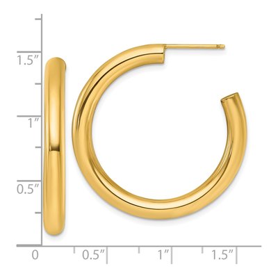 14K Yellow Gold 35mm Tube C- Hoop Earrings – view 4