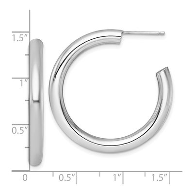 14K White Gold 35mm Tube C- Hoop Earrings – view 4